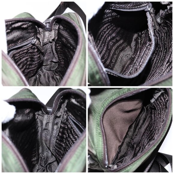 PRADA Shoulder Bag Nylon Khaki Silver Auth sw1198 - Picture 16 of 16